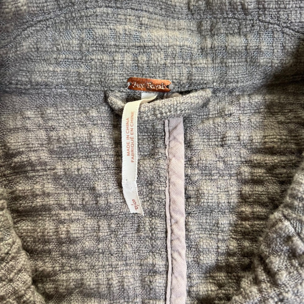 Free People Grey Textured Wrap Jacket‎ Tie Waist Blazer Small Charcoal - Picture 3 of 9